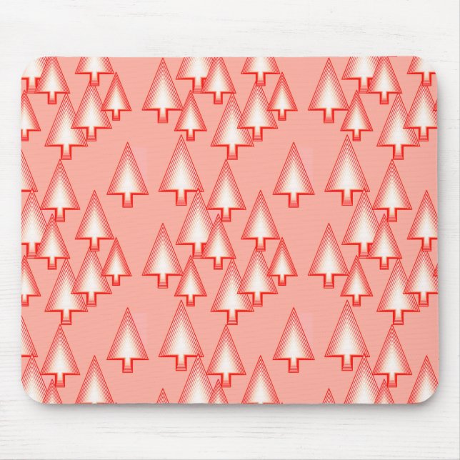 Mousepad Árvores de Natal metálicas modernas - laranja-cora (Frente)