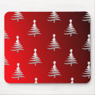 Mousepad Árvores de Natal Prateadas em Vermelho