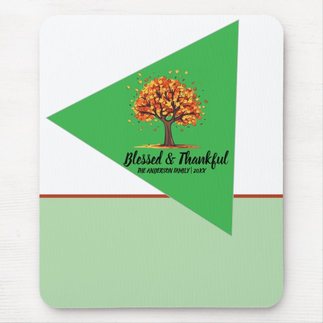 Mousepad Árvores de Outono Dourado Feliz Dia de Ação de Gra (Frente)