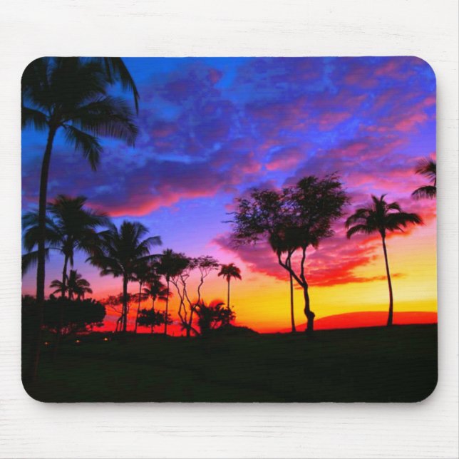 Mousepad Árvores de Palma de Praia Havaiana, Exóticas, Verm (Frente)