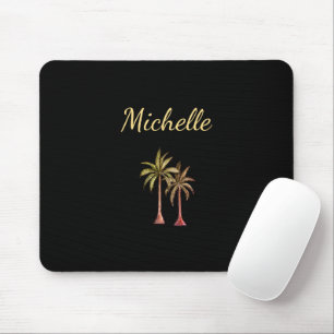 Mousepad Árvores de Palma Tropicais Modernas - Preto Elegan
