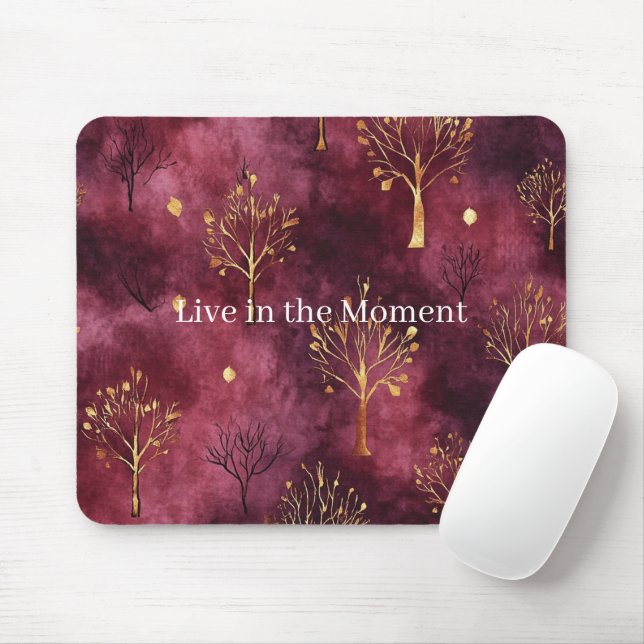 Mousepad Árvores Douradas Borgonha (Com mouse)