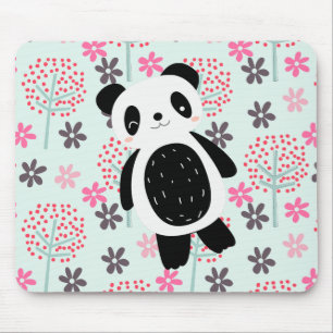Mousepad Árvores, Flores e Ursos de Panda