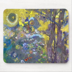 Mousepad Árvores Odilon Redon sobre fundo amarelo