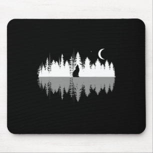 Mousepad Árvores Refletem Wolf Howling Na Floresta Plena Da