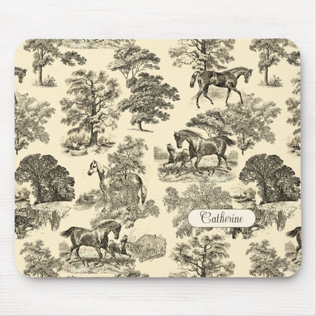 Mousepad Árvores Rústicas Elegantes Beige Tan Toile (Frente)
