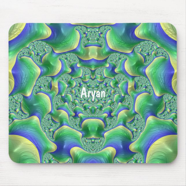 Mousepad ARYAN ~ Zany verde, amarelo e azul (Frente)