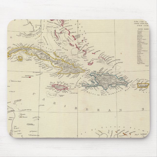 Mousepad As Antilhas ou as Ilhas WestIndia (Frente)