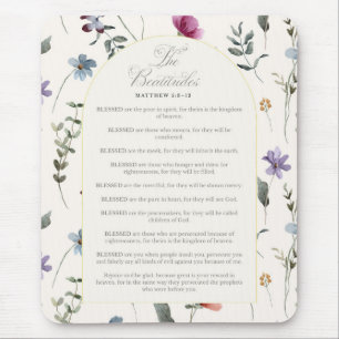 Mousepad As Bem-Aventuranças Mateus 5:3–12 Escritura Floral