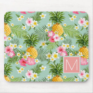 Mousepad As flores & os abacaxis tropicais   adicionam sua