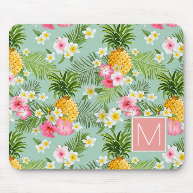 Mousepad As flores & os abacaxis tropicais | adicionam sua (Frente)