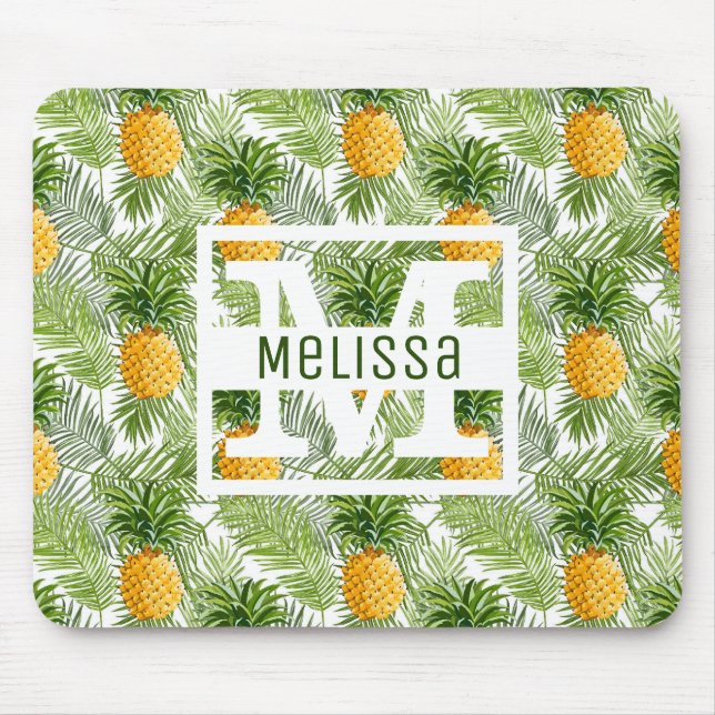 Mousepad As folhas de palmeira & os abacaxis tropicais | (Frente)