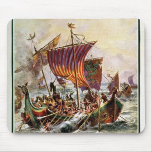 Mousepad As galeras de Alfred que atacam o dragão de Viking