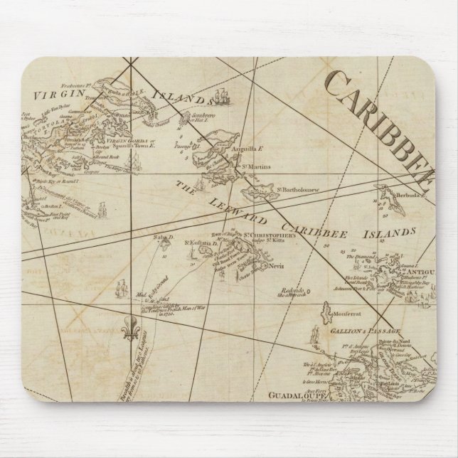 Mousepad As Ilhas Caribes, as Ilhas Virgens (Frente)
