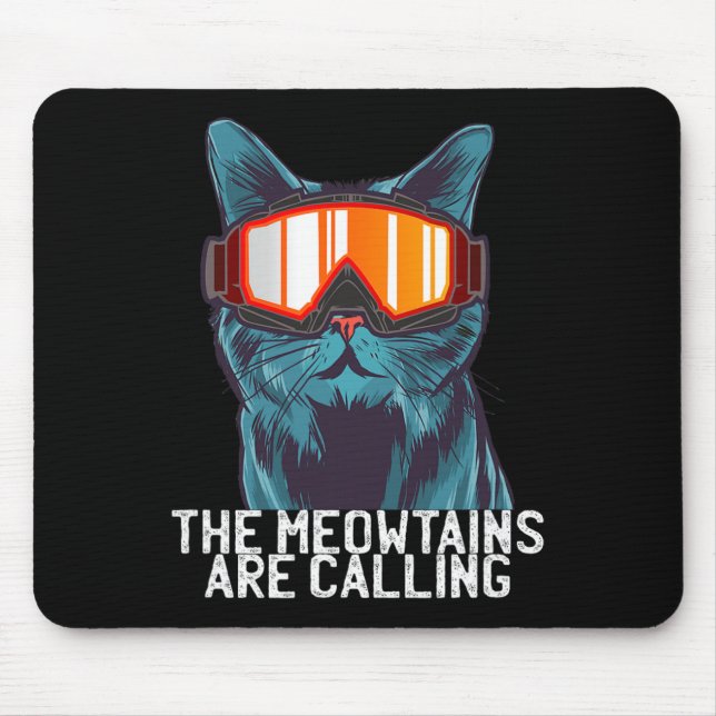 Mousepad As Montanhas Meow Estão Chamando Óculos de Esqui d (Frente)