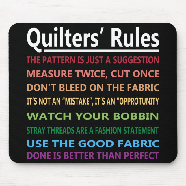 Mousepad As regras de Quilters (Frente)