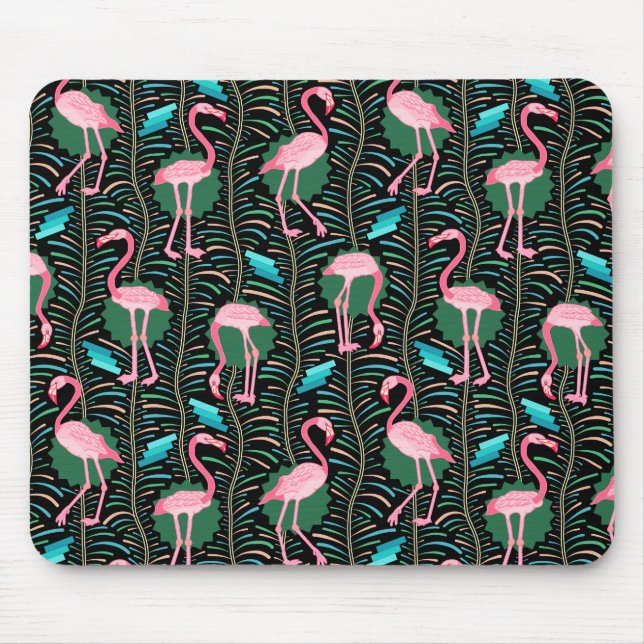Mousepad As samambaias dos pássaros 20s Deco do flamingo (Frente)