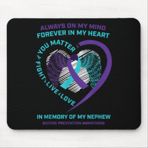 Mousepad Asas do Coração em Memória do Sobrinho Conscientiz