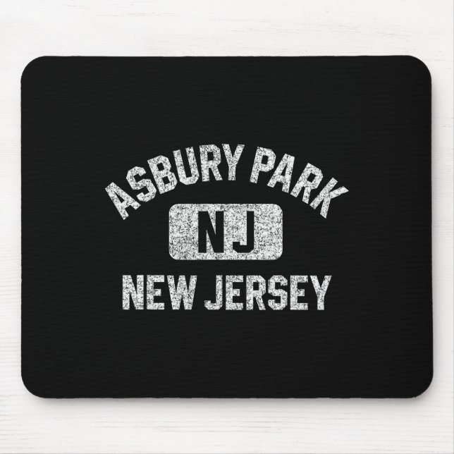 Mousepad Asbury Park New Jersey Gym Style Distressed White  (Frente)