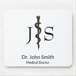 Mousepad Asclépio Médico Simples - Branco Preto