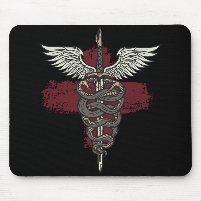 Mousepad Asclepius mitologia grega Medicina Deus Cobra Rod (Frente)