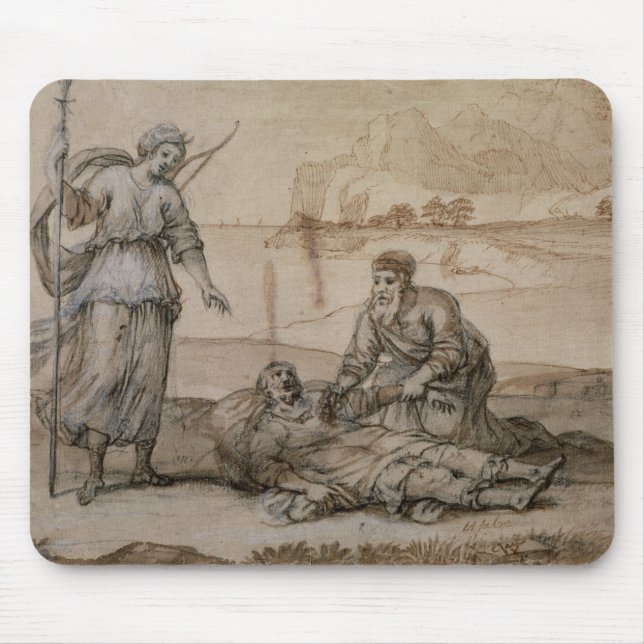 Mousepad Asclepius que Reviving Hippolytus (caneta & tinta, (Frente)