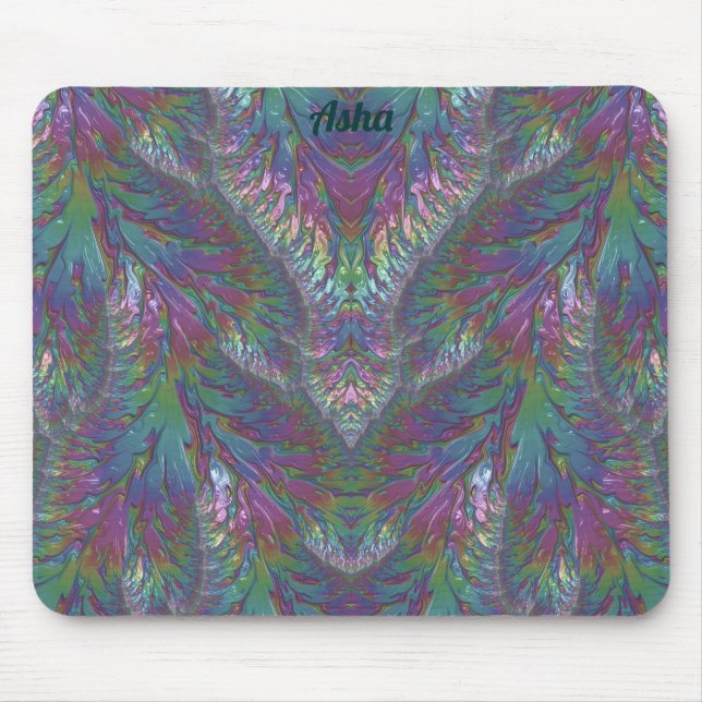 Mousepad ASHA ~ Zany Shades Aqua Green Pink Silver (Frente)