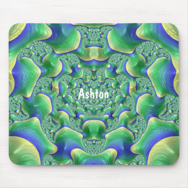 Mousepad ASHTON ~ Zany Verde, Amarelo e Azul (Frente)