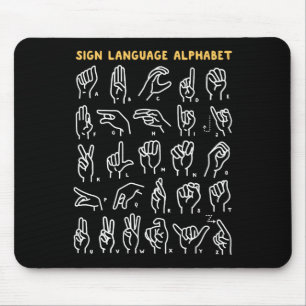 Mousepad Asl Abc Língua de Sinais Americana Alfabeto Retro