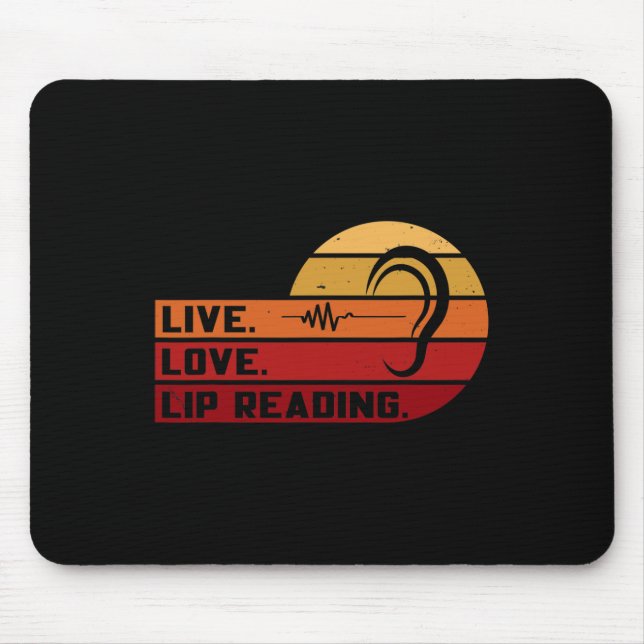 Mousepad ASL Live Love Lip Lading Sign Language (Linguagem  (Frente)