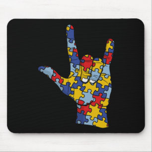 Mousepad ASL Love Sign Language Autismo Atenção Supérfluo