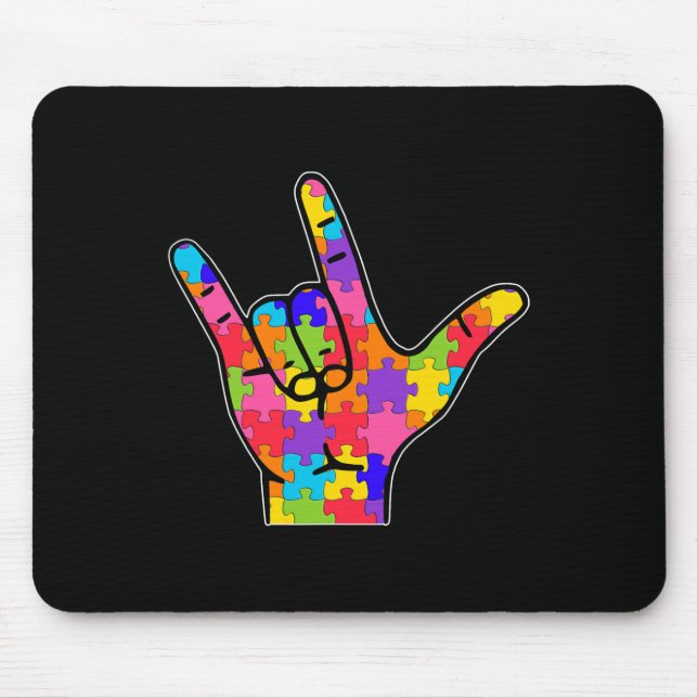 Mousepad ASL Love Sign Language Autismo Dar Consciência (Frente)