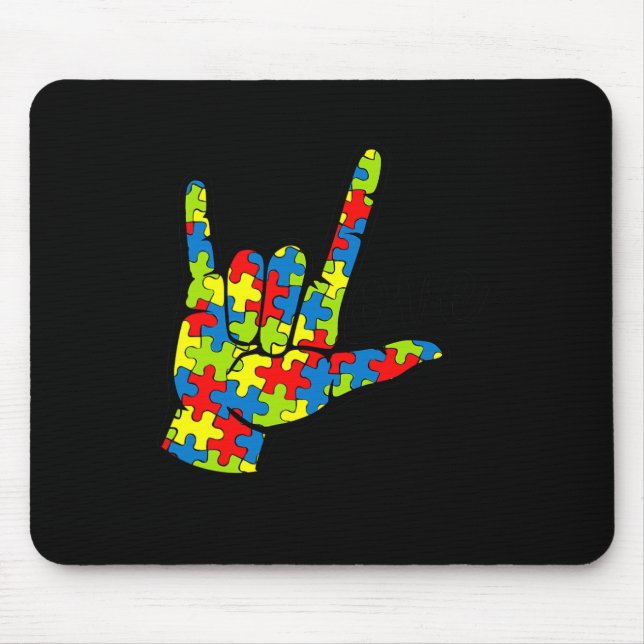Mousepad ASL Love Sign Language Autismo Dar Consciência (Frente)