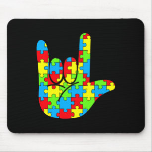 Mousepad ASL Love Sign Language Autismo Sensibilização