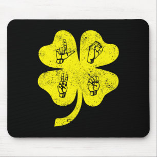 Mousepad ASL Love Sign Language Dia de São Patrício com sup