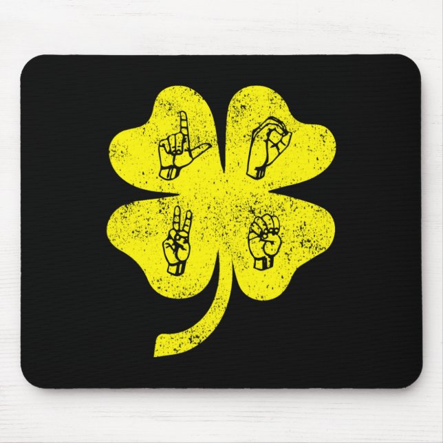 Mousepad ASL Love Sign Language Dia de São Patrício com sup (Frente)