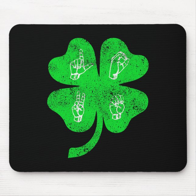 Mousepad Asl Love Sign Language St Patrick's Day Deaf Aware (Frente)