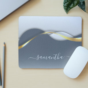 Mousepad Aspecto 3-D metálico Onda Monográfica Dourada