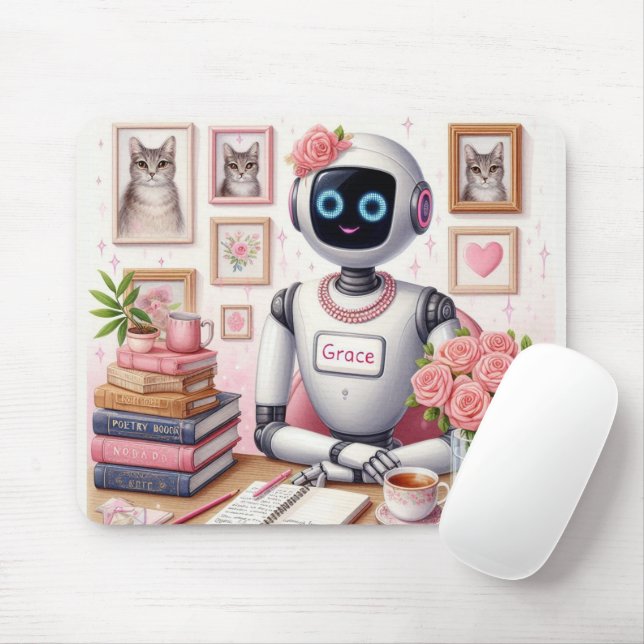 Mousepad Assistente de IA Robô Grace Tech Feminina  (Com mouse)