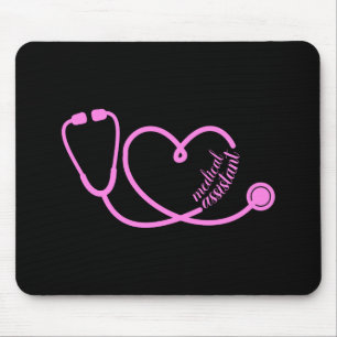 Mousepad Assistente médico estetoscópio cardíaco cor-de-ros