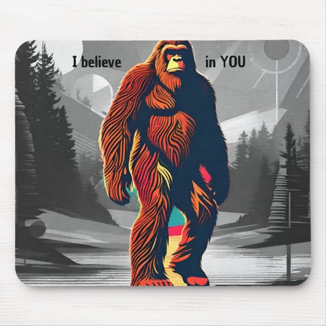 Mousepad Assobiando o Sasquatch Bigfoot Eu Acredito em você (Frente)