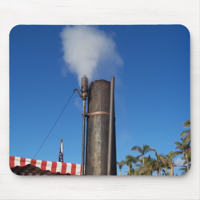 Mousepad assobio a vapor velho com uma pluma branca de vapo (Frente)