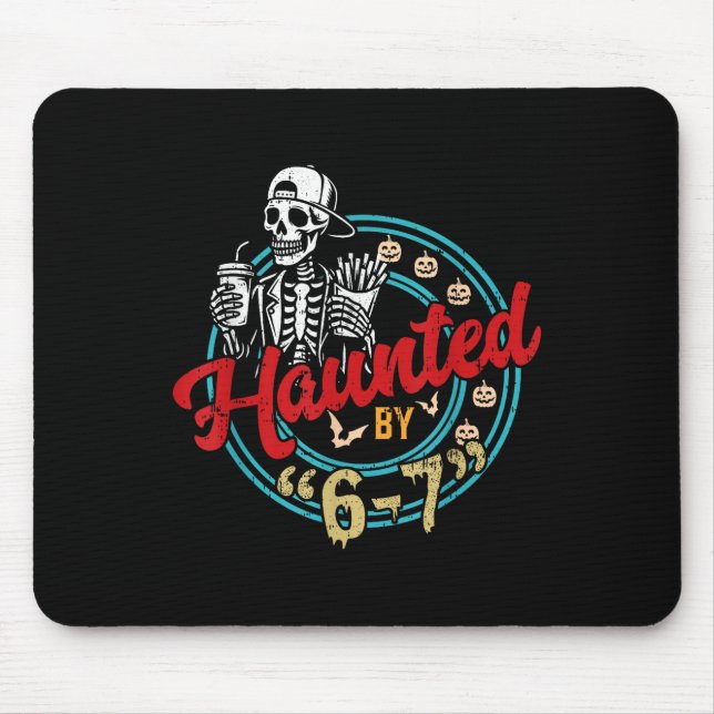 Mousepad Assombrado Seis Sete 6 7 Meme 67 Mão de Esqueleto  (Frente)