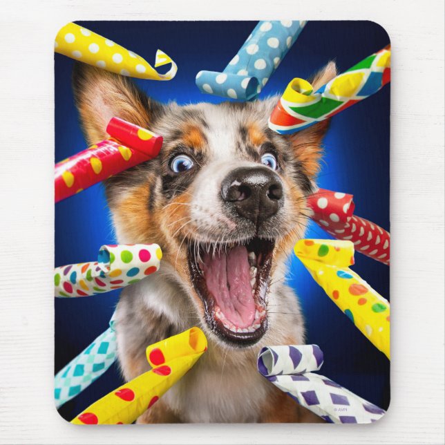 Mousepad Assopradores de Festa de Cachorro Feliz (Frente)