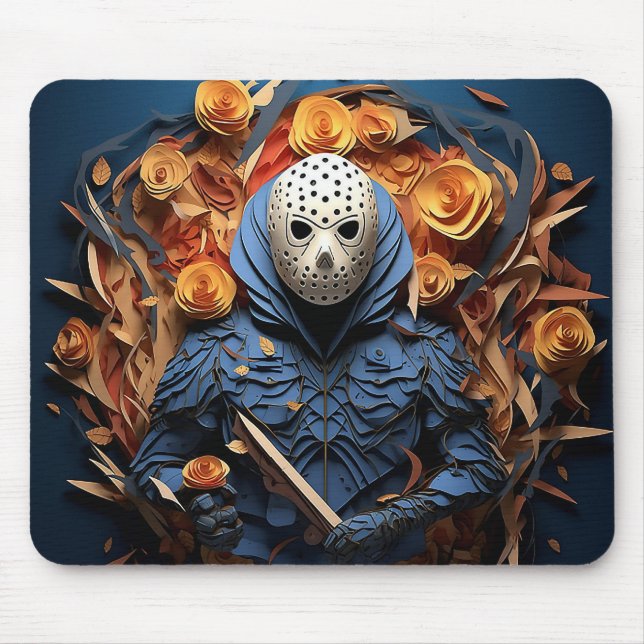 Mousepad Assustador 3D Homem em Máscara (Frente)
