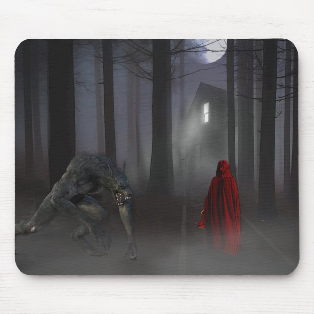 Mousepad Assustador do Lobisomem do Capuz Vermelho (Frente)