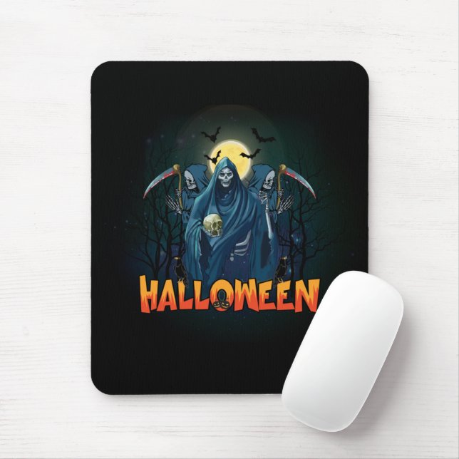 Mousepad Assustador Esqueleto Noturno Halloween, Meu Humor  (Com mouse)