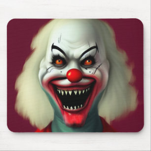 Mousepad assustador retrato de terror de palhaço monstro fe