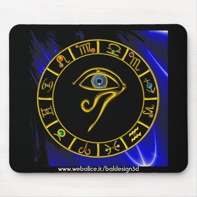 Mousepad ASTRAL HORUS EYE,BLUE TALISMAN Astrology Chart (Frente)