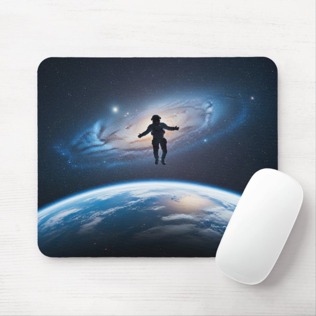Mousepad Astronaut Float Earth View Galaxy Space (Com mouse)